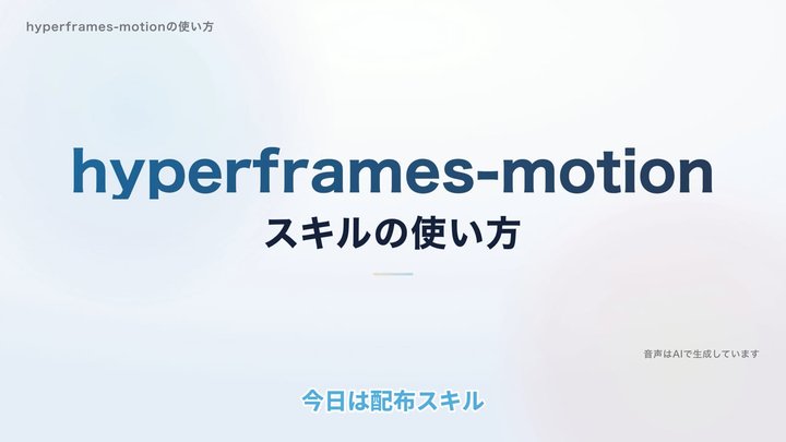 モーション動画スキル hyperframes-motion の使い方